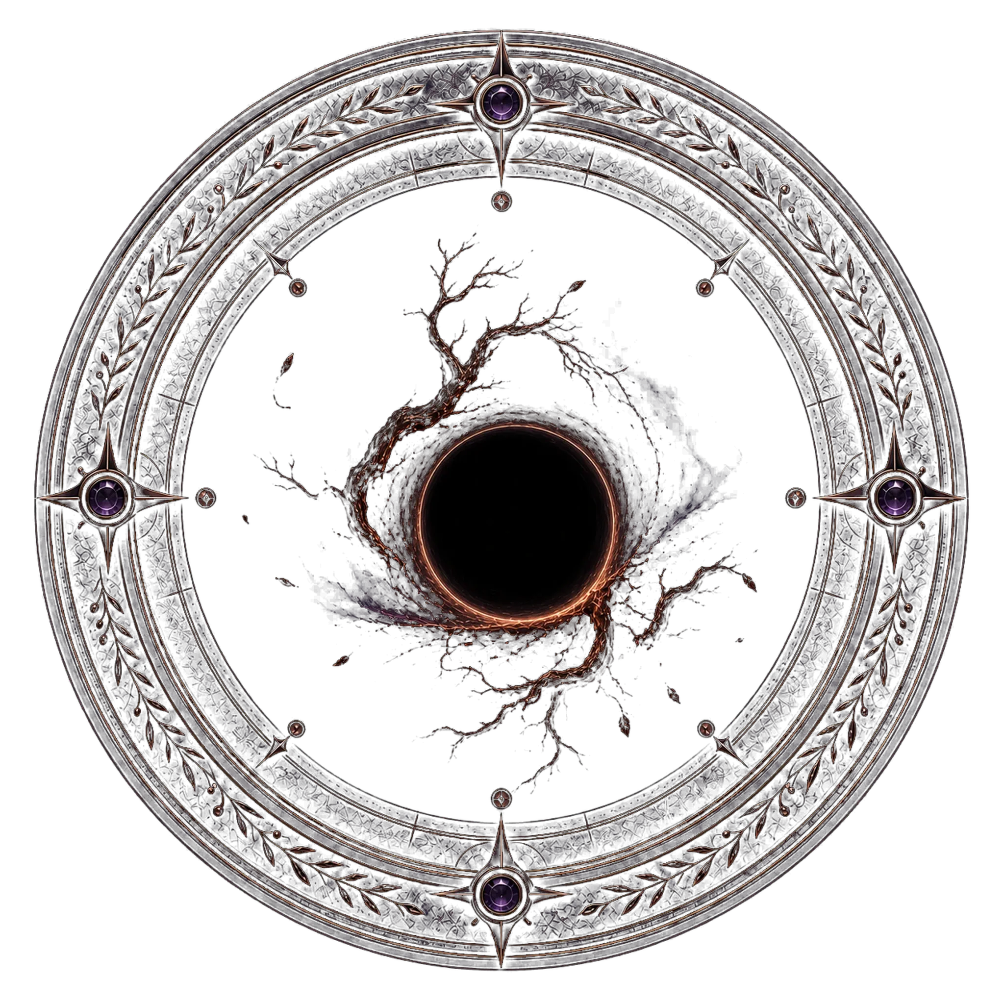 Unique Impossible ember-void medallion